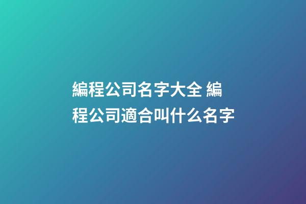 編程公司名字大全 編程公司適合叫什么名字